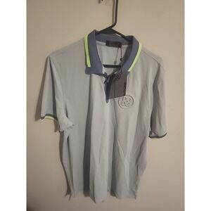 New G/FORE Embossed Logo Rib Collar Zip XL Tech Pique Golf Polo Driz Blue